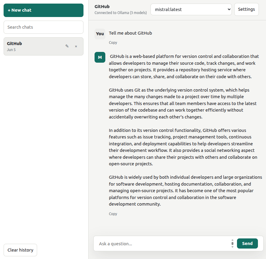 Local LLM Chat popup running as a Linux Mint Cinnamon applet
