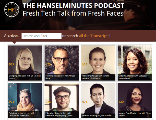 A screenshot of the Hanselminutes Podcast Homepage
