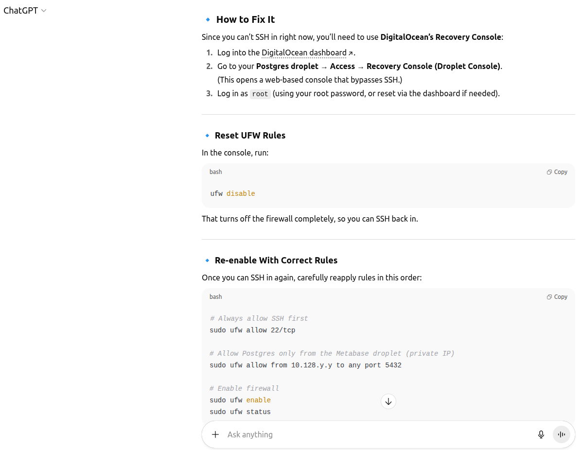 Troubleshooting with ChatGPT